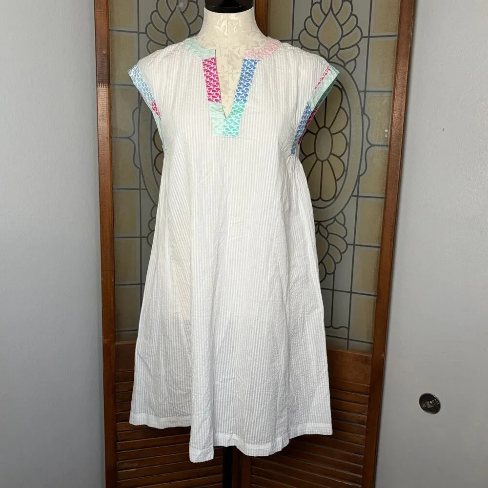 Vineyard Vines For Target NWT Seersucker Dress Colored Collar Oversized Size XS